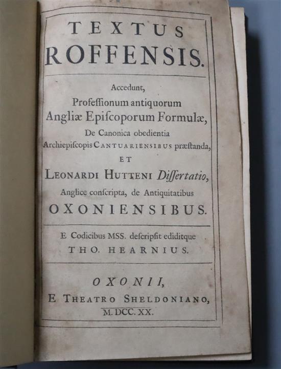 Ernulf, Bishop of Rochester; Hutton, Leonard - Textus Roffensis, Accedunt, Professionum Antiquorum Angliae,